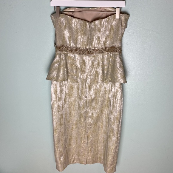 NWT Badgley Mischka Gold & Beaded Cocktail Dress. Size 6 - Picture 8 of 15